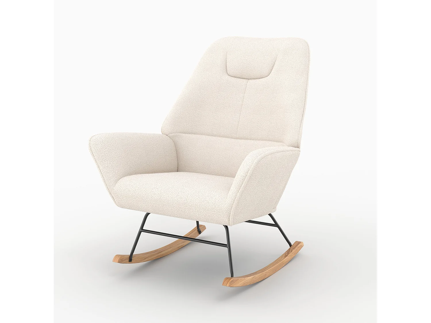 Rocking-chair en tissu bouclé blanc - Shaun