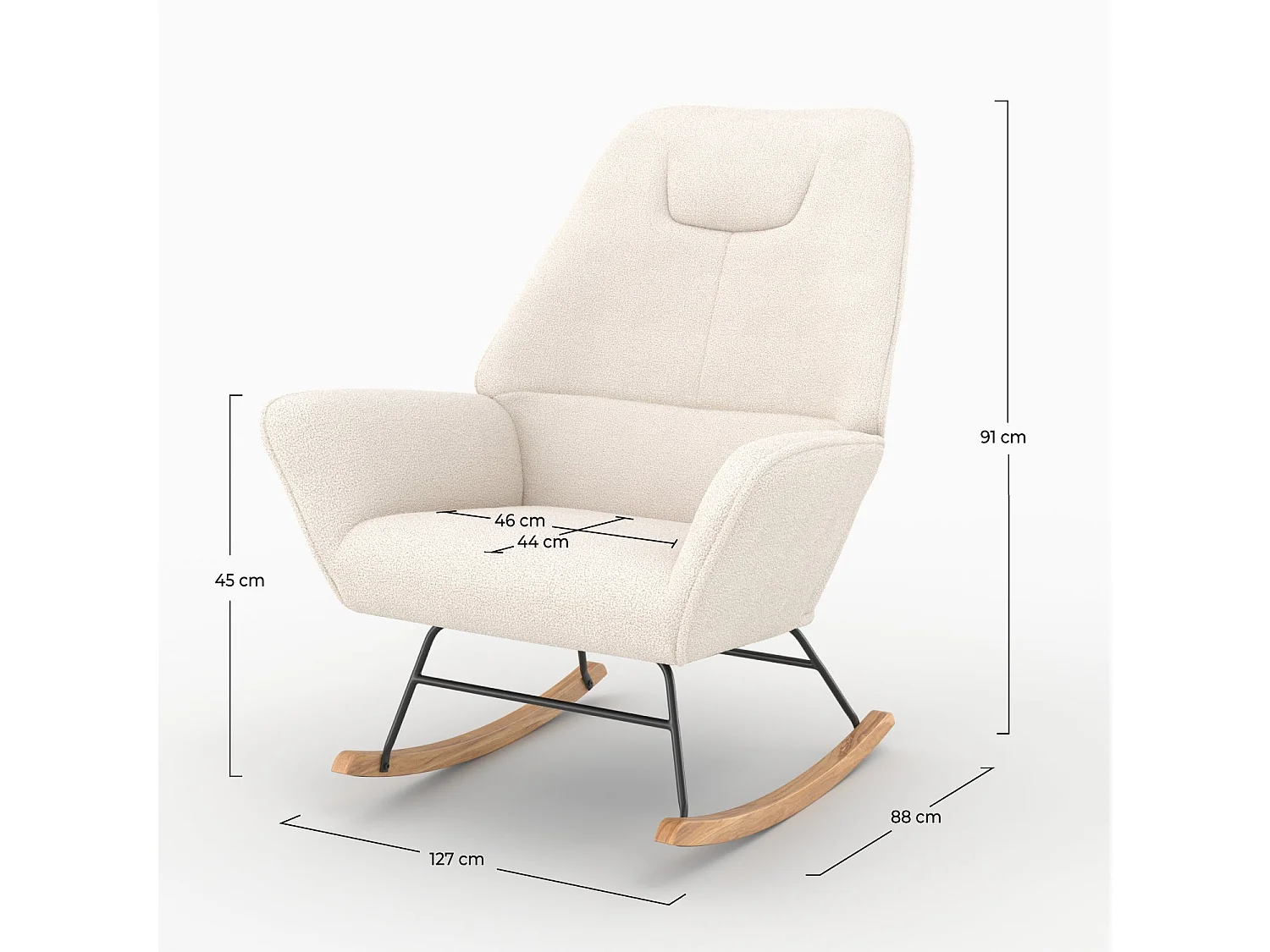 Rocking-chair en tissu bouclé blanc - Shaun