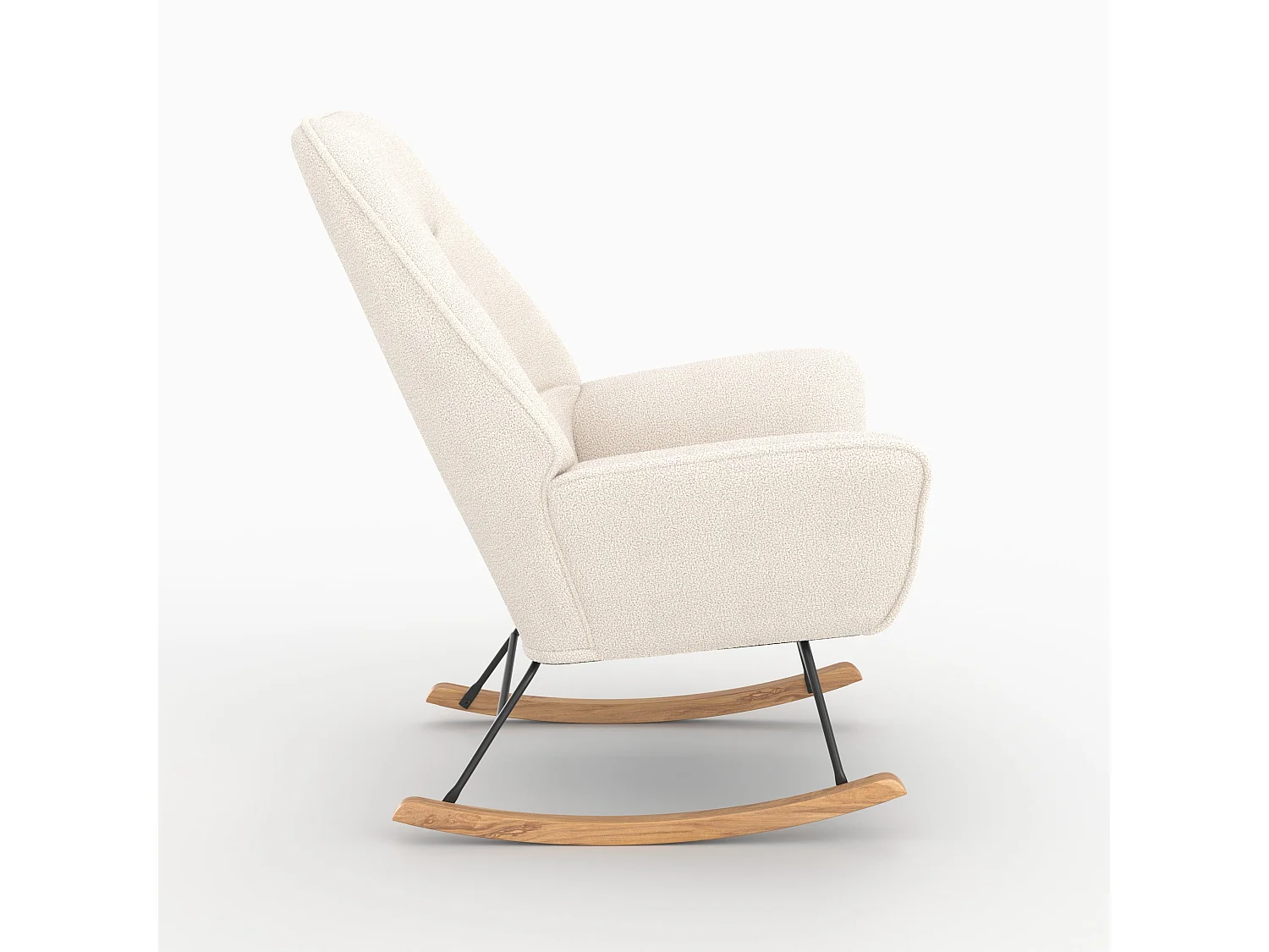 Rocking-chair en tissu bouclé blanc - Shaun