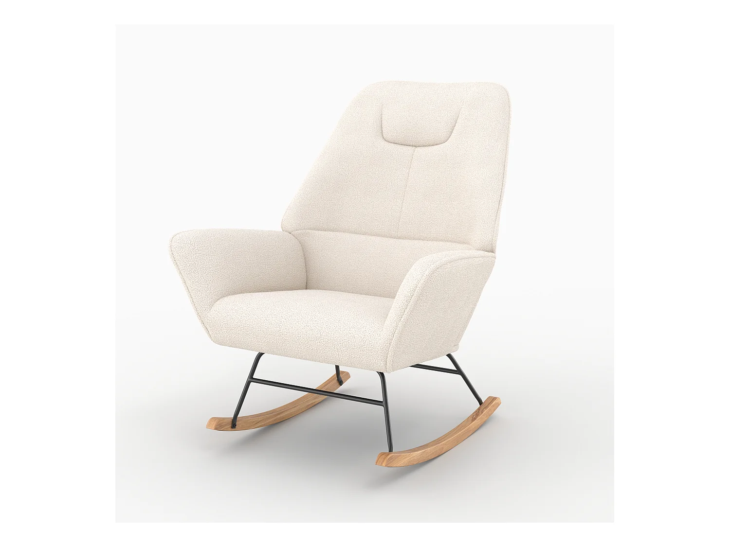 Rocking-chair en tissu bouclé blanc - Shaun
