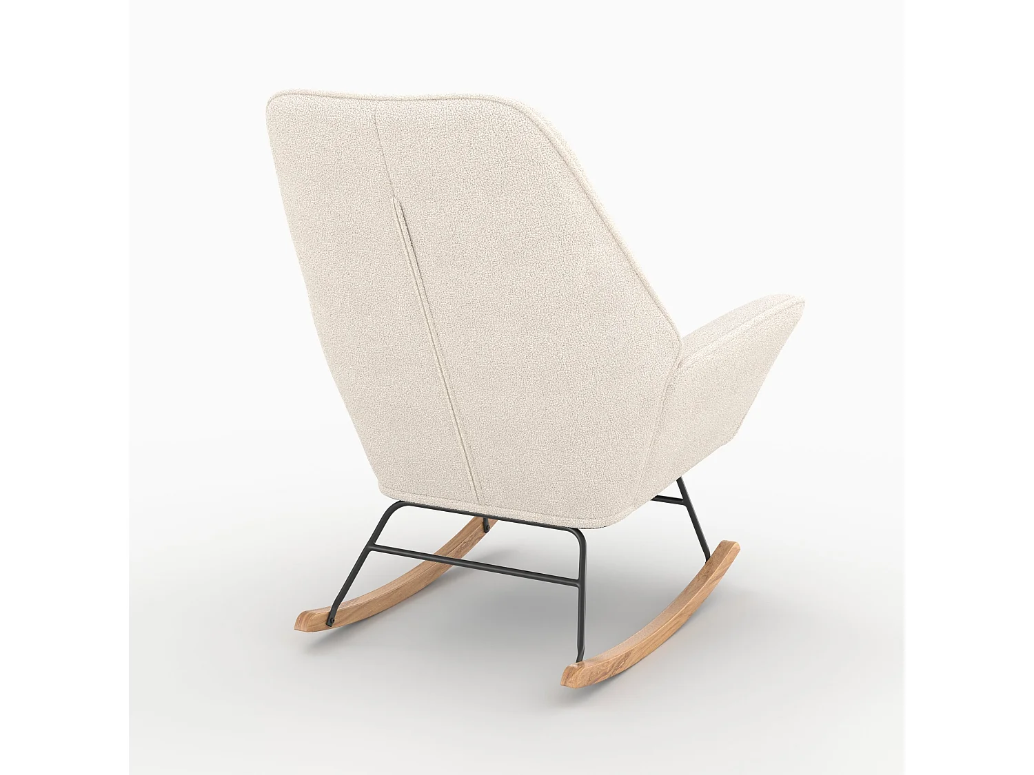 Sedia a dondolo in tessuto bouclé bianco - Shaun