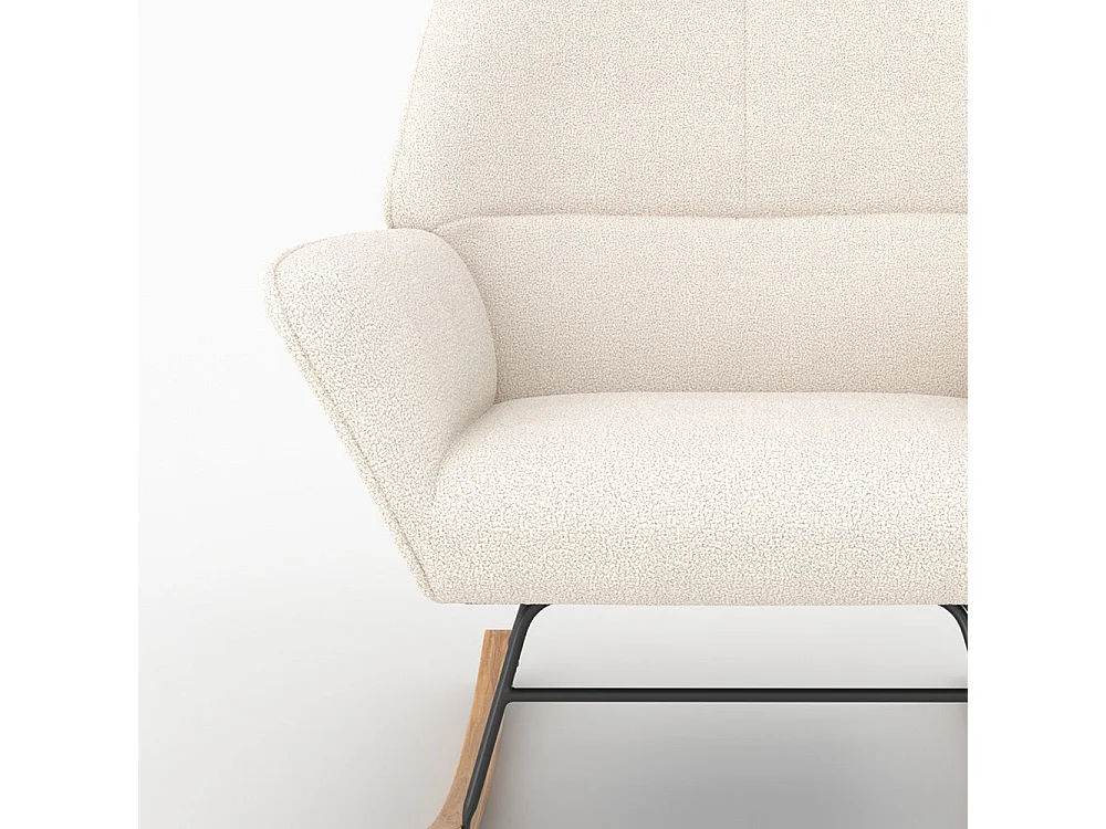 Rocking-chair en tissu bouclé blanc - Shaun