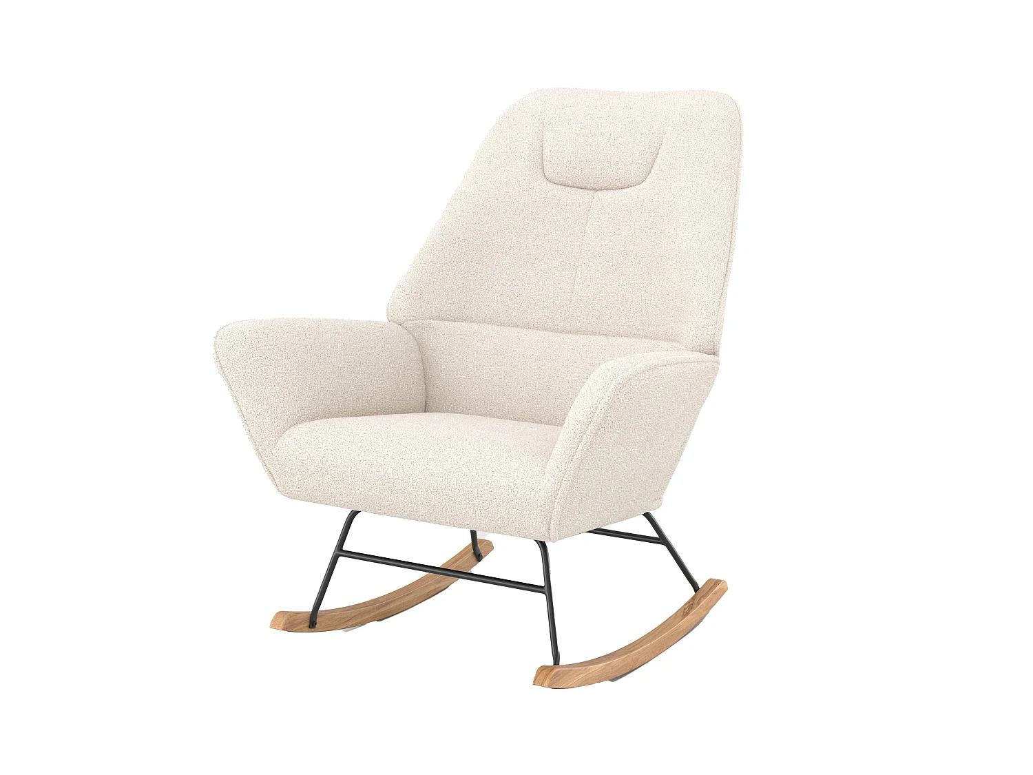 Rocking-chair en tissu bouclé blanc - Shaun