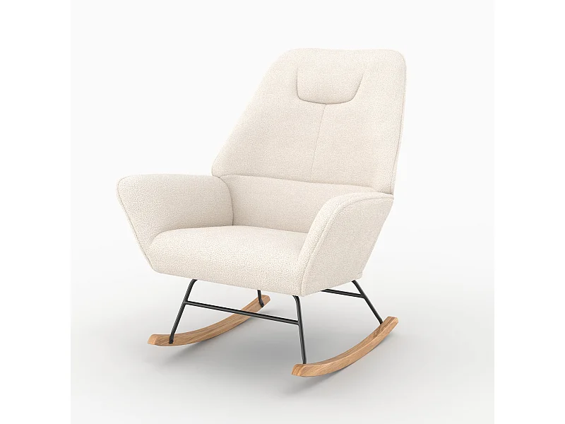 Sedia a dondolo in tessuto bouclé bianco - Shaun