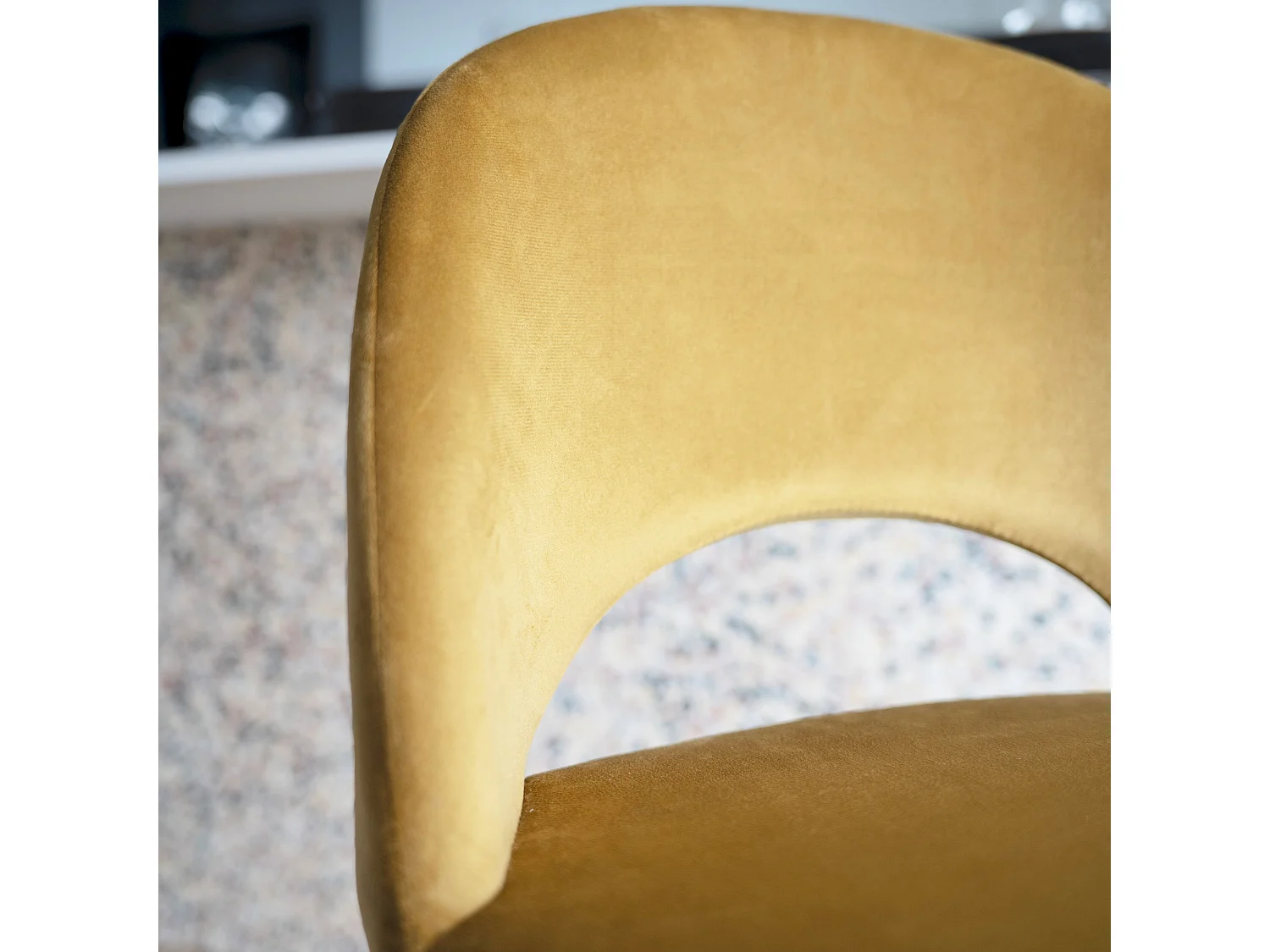 Set di 4 sedie da bar in velluto verde e giallo 65 cm - Pénélope