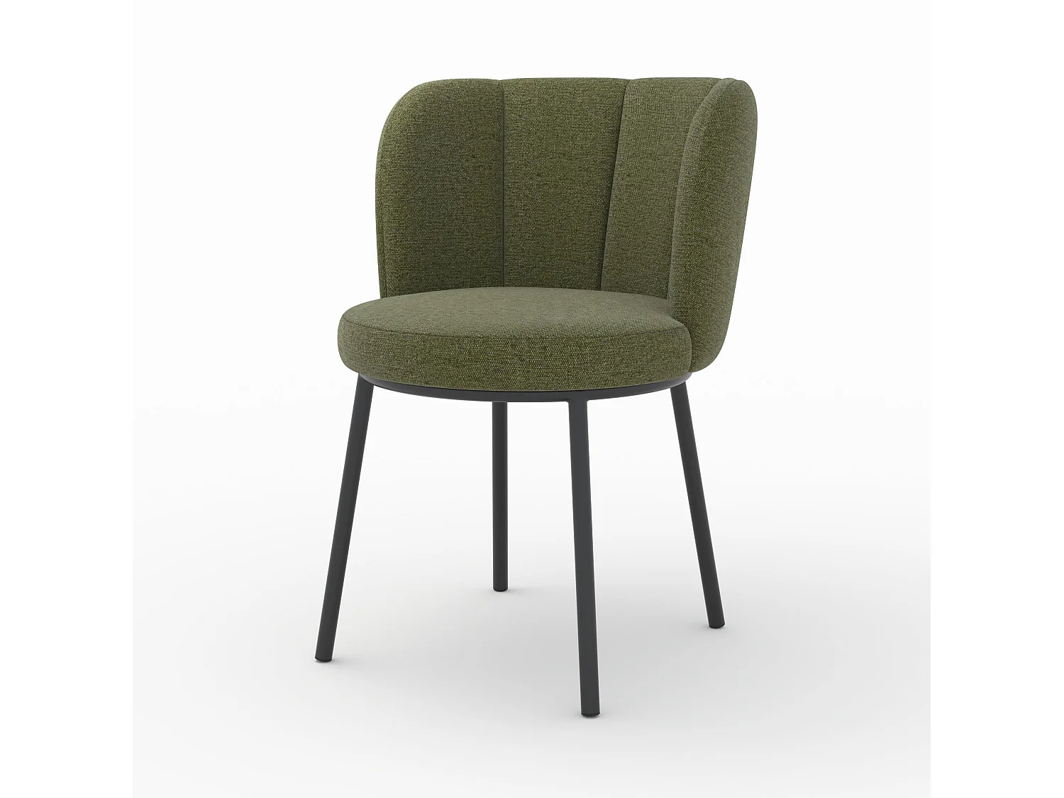 Chaise en tissu vert chiné et pieds noirs - Aby