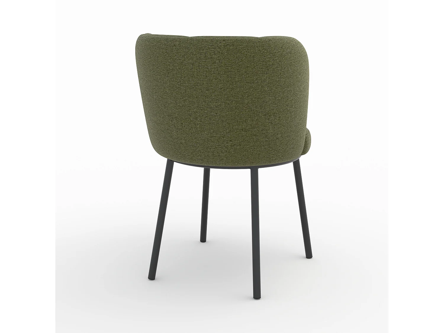 Chaise en tissu vert chiné et pieds noirs - Aby