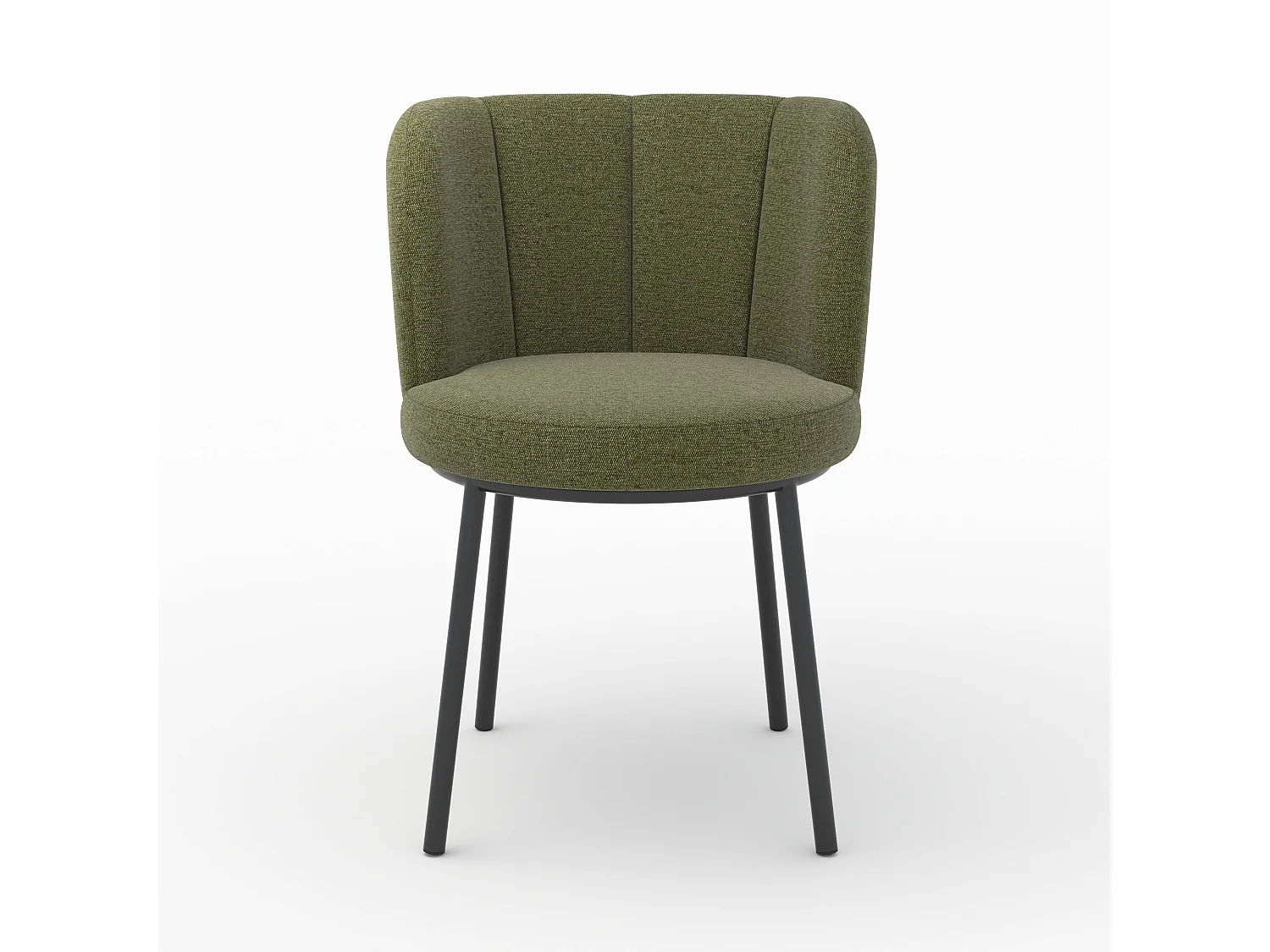 Chaise en tissu vert chiné et pieds noirs - Aby