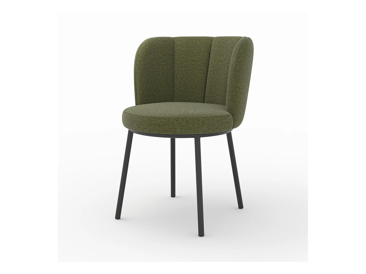 Chaise en tissu vert chiné et pieds noirs - Aby