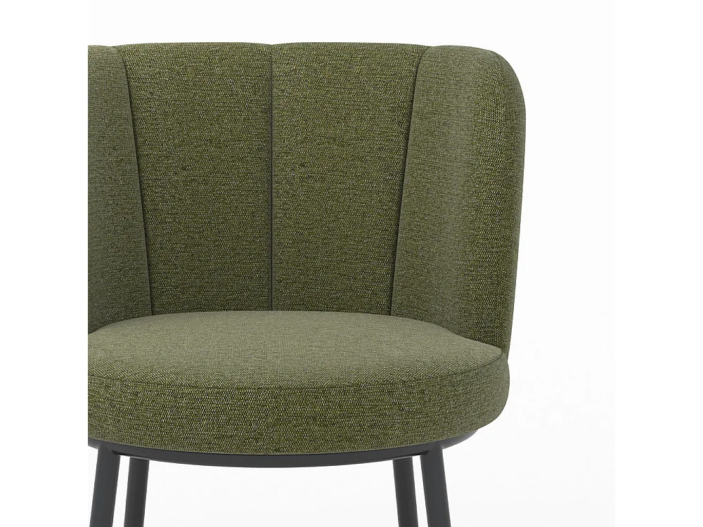 Chaise en tissu vert chiné et pieds noirs - Aby