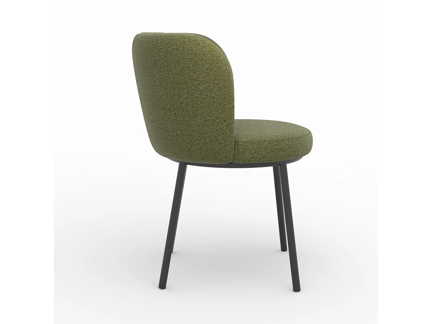 Chaise en tissu vert chiné et pieds noirs - Aby