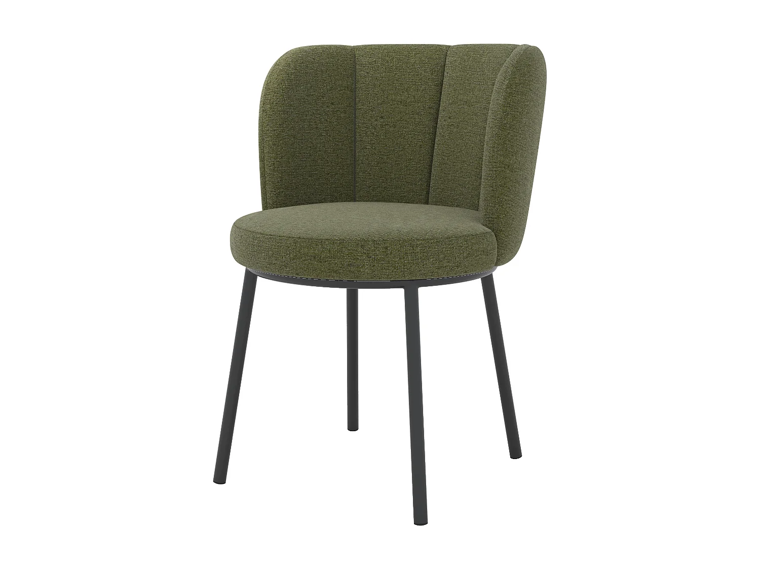 Chaise en tissu vert chiné et pieds noirs - Aby