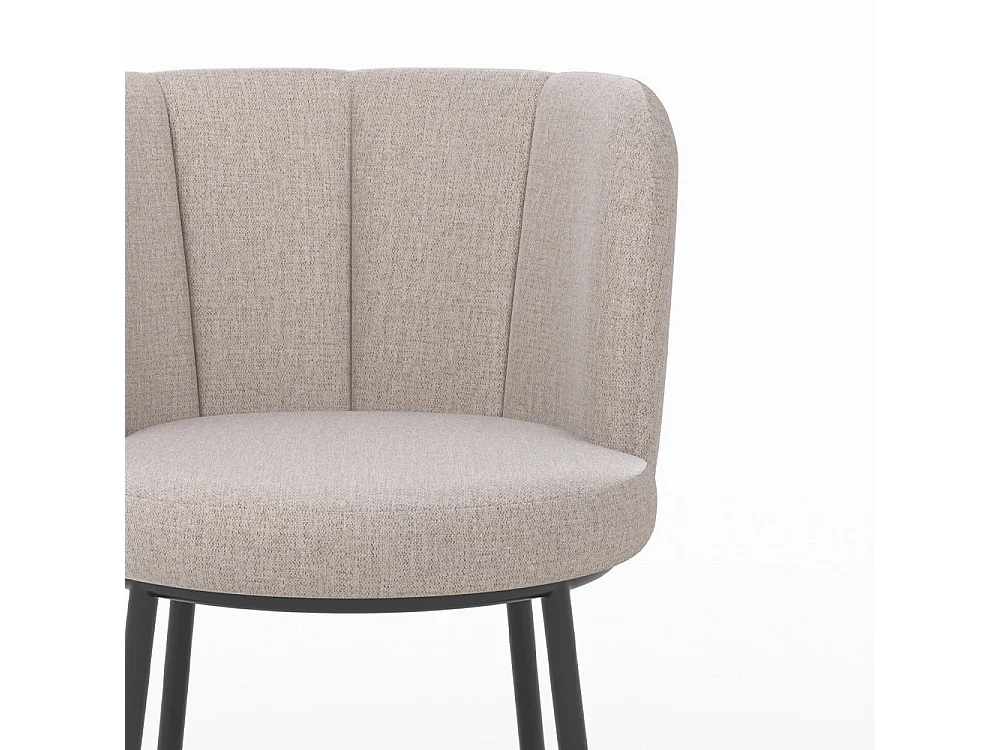 Chaise en tissu beige chiné et pieds noirs - Aby