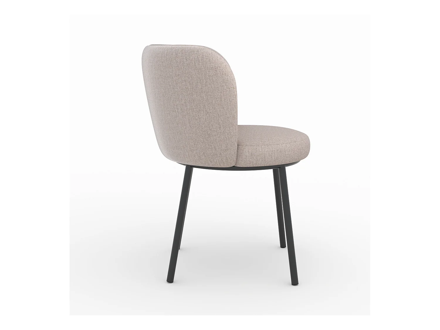 Chaise en tissu beige chiné et pieds noirs - Aby