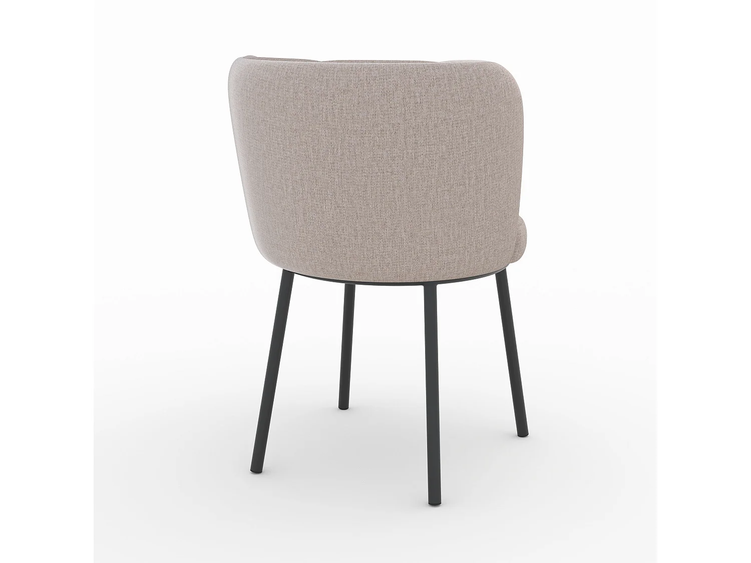 Chaise en tissu beige chiné et pieds noirs - Aby