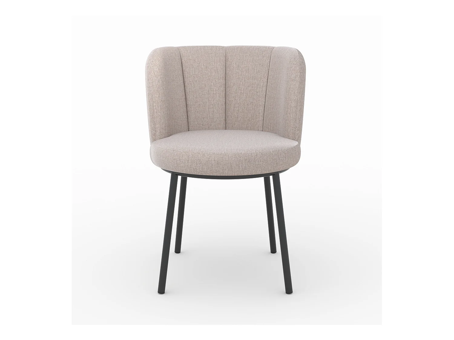 Chaise en tissu beige chiné et pieds noirs - Aby