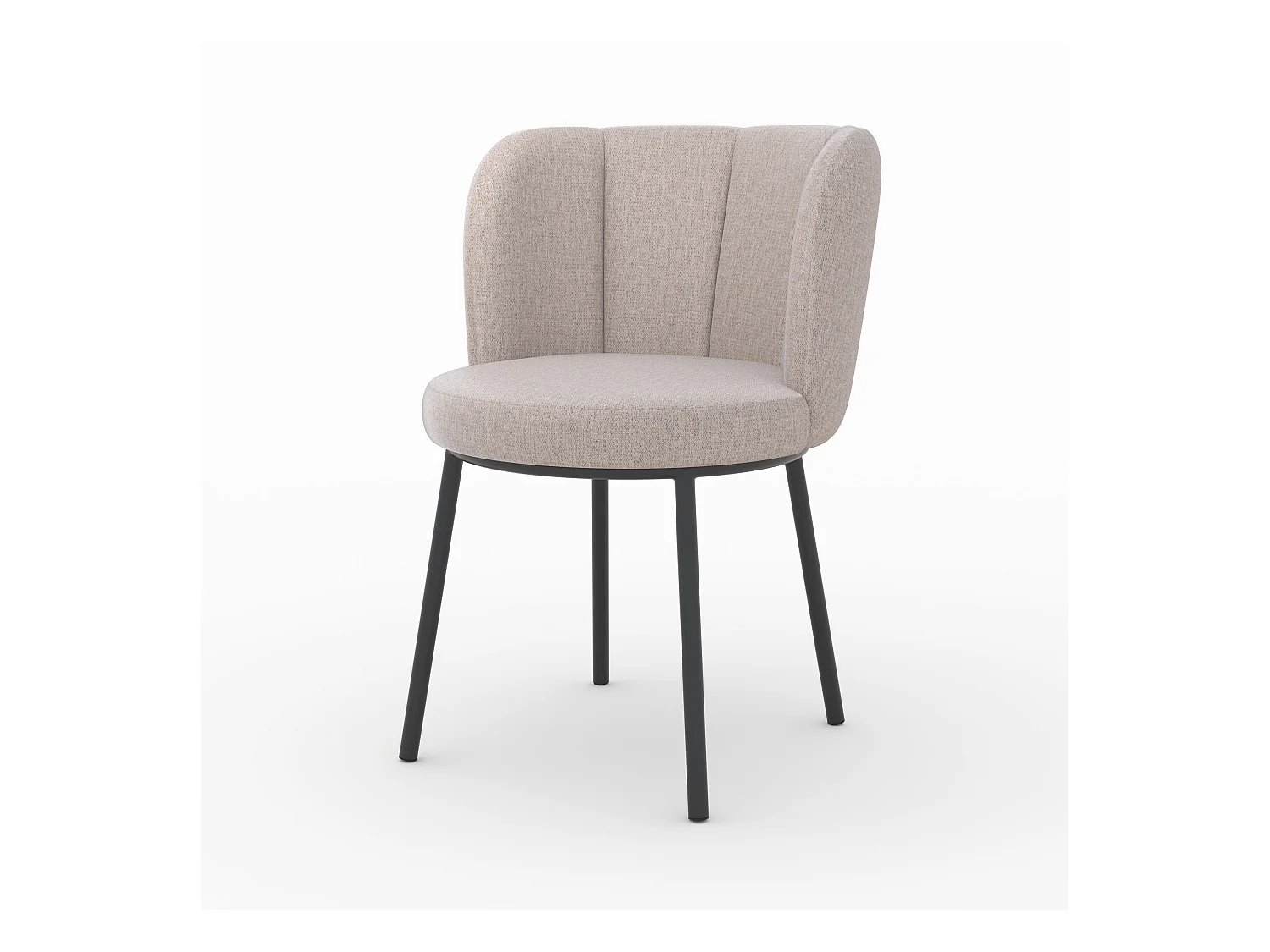 Chaise en tissu beige chiné et pieds noirs - Aby