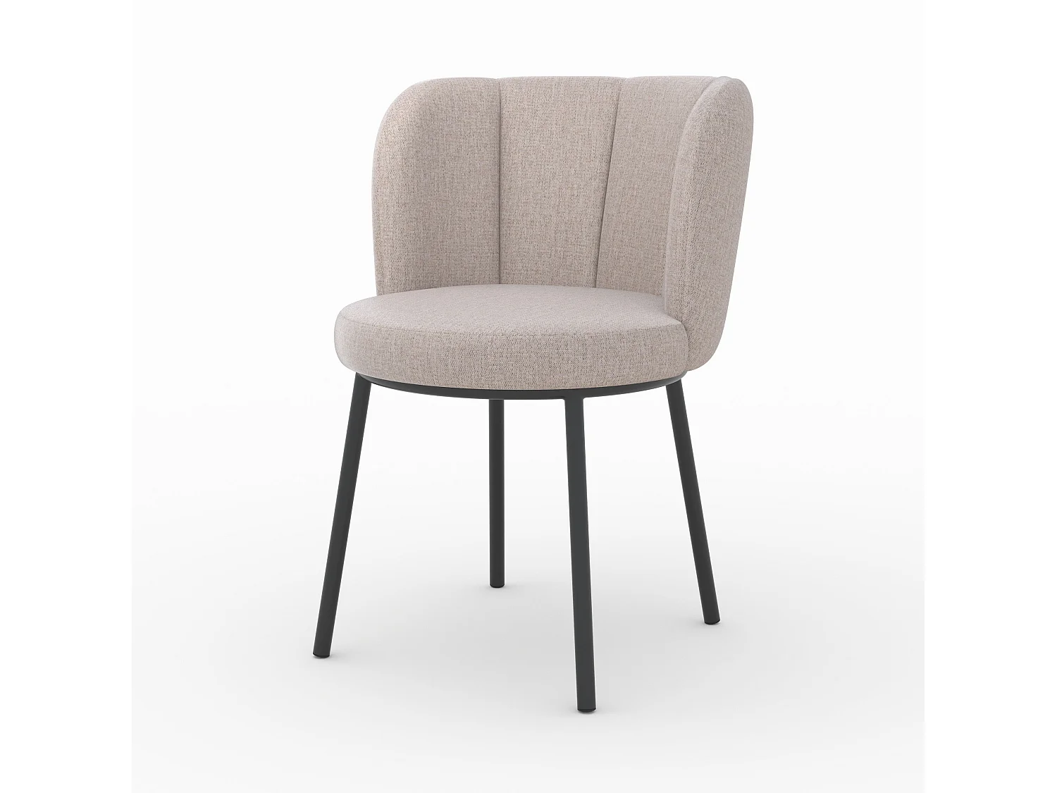 Silla en tela beige jaspeada y patas negras - Aby