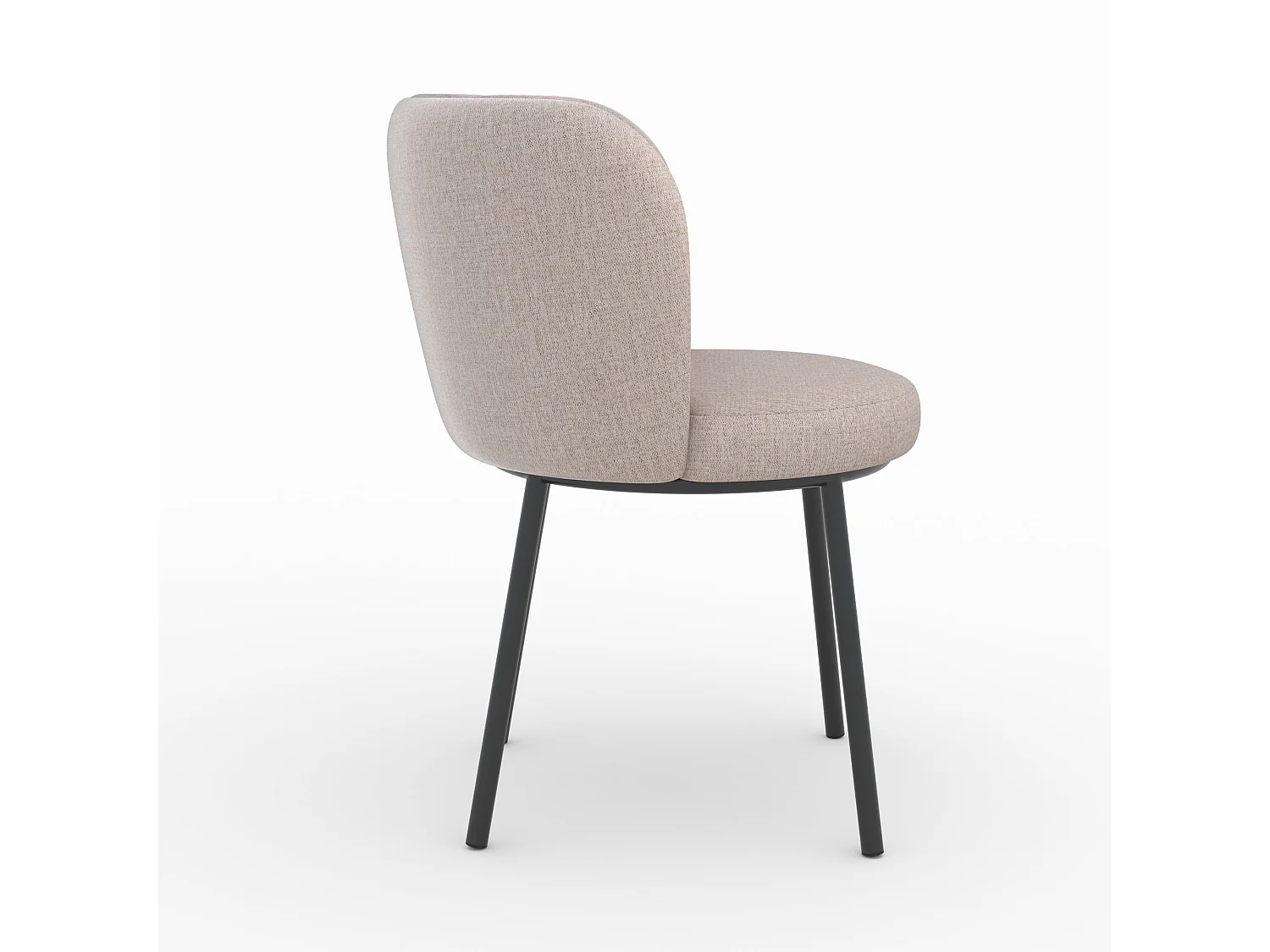 Silla en tela beige jaspeada y patas negras - Aby