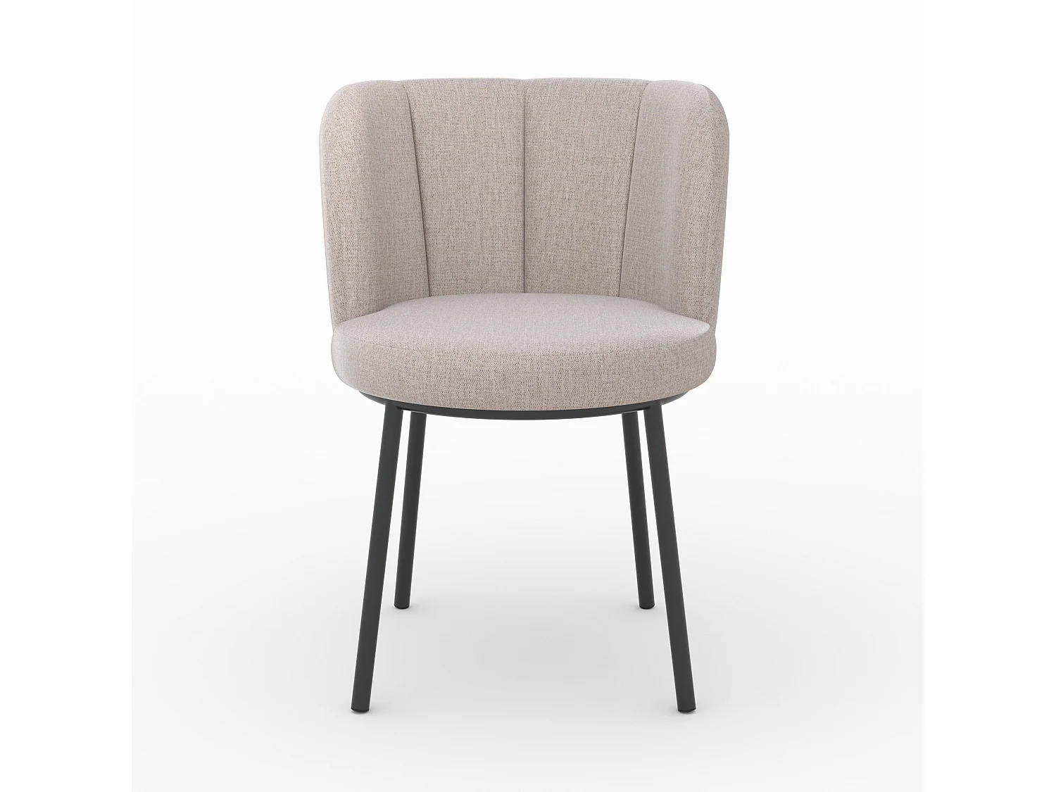 Silla en tela beige jaspeada y patas negras - Aby