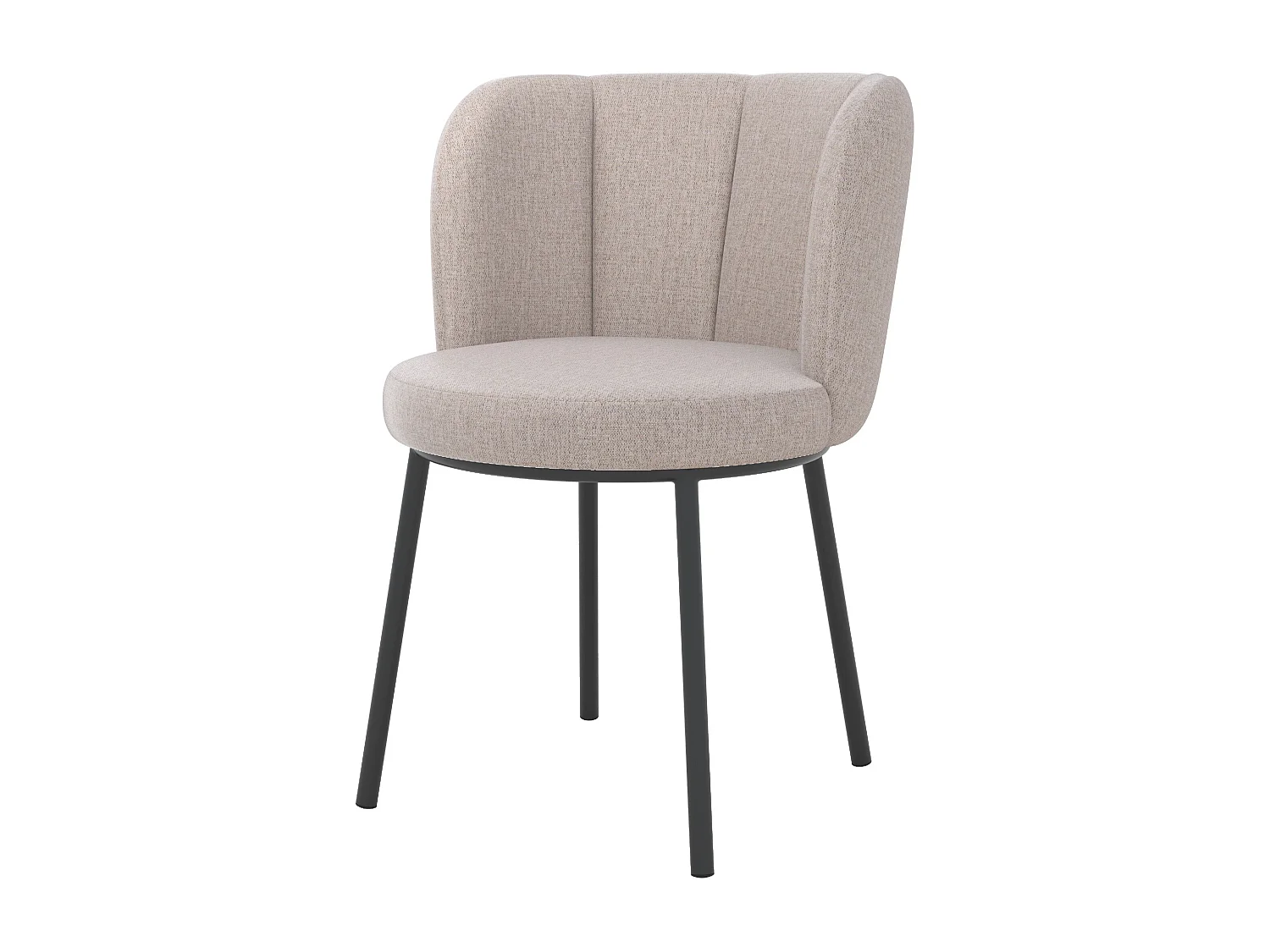 Sedia in tessuto beige mélange con gambe nere - Aby