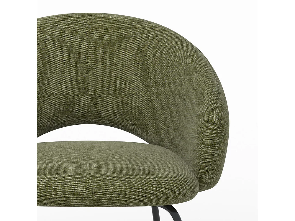 Sedia in tessuto verde mélange e gambe nere - Milly