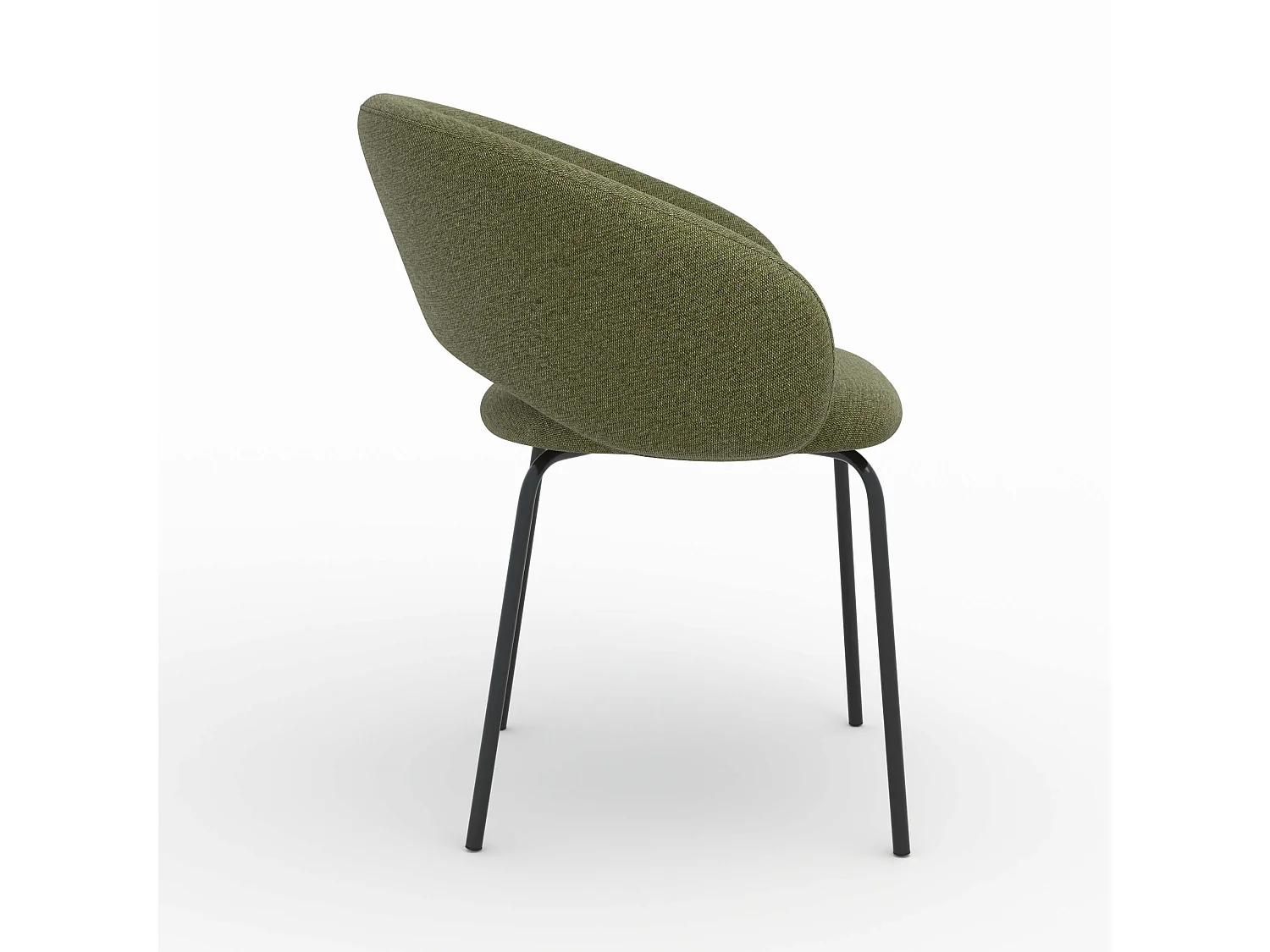 Sedia in tessuto verde mélange e gambe nere - Milly