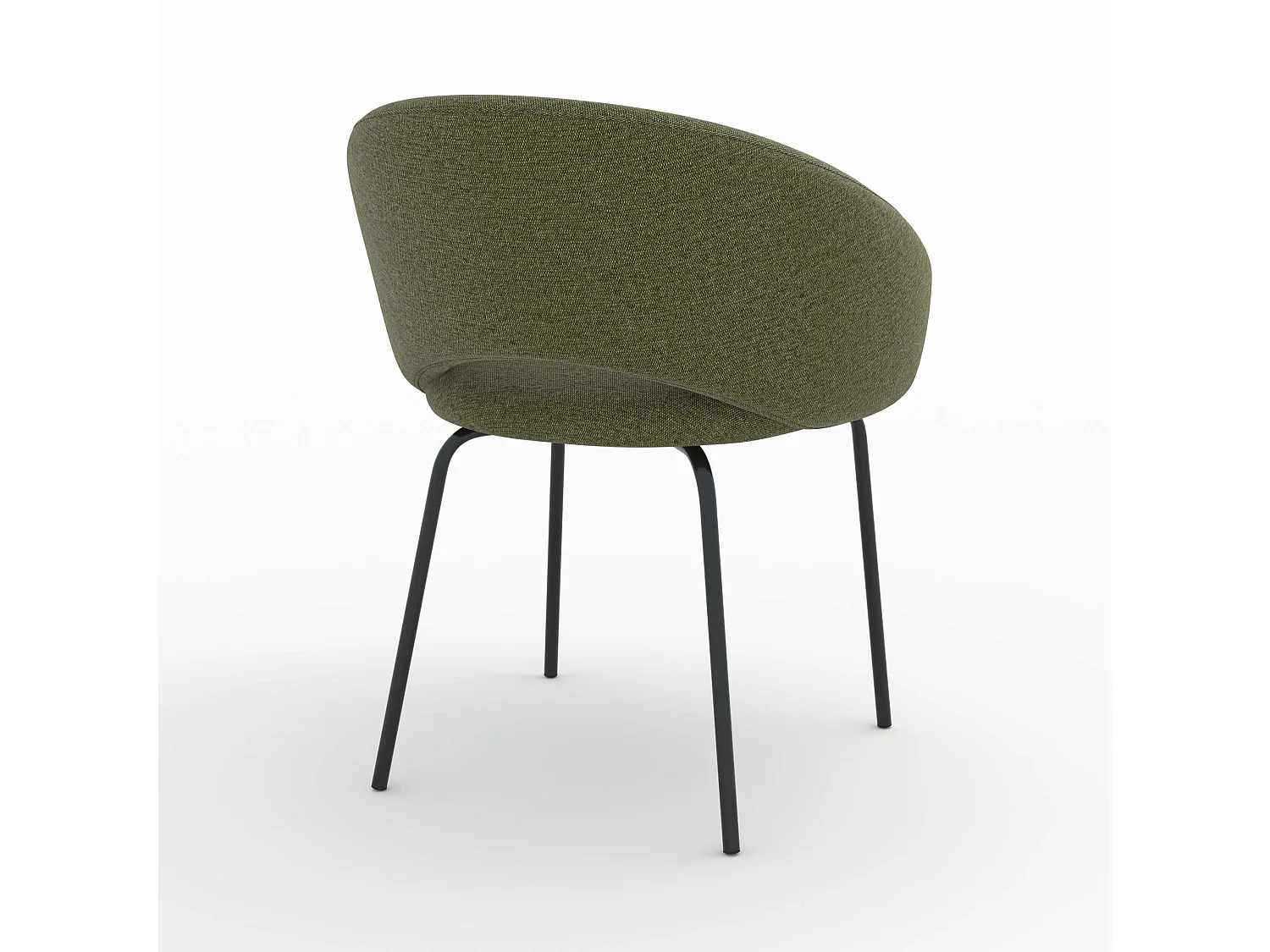 Sedia in tessuto verde mélange e gambe nere - Milly