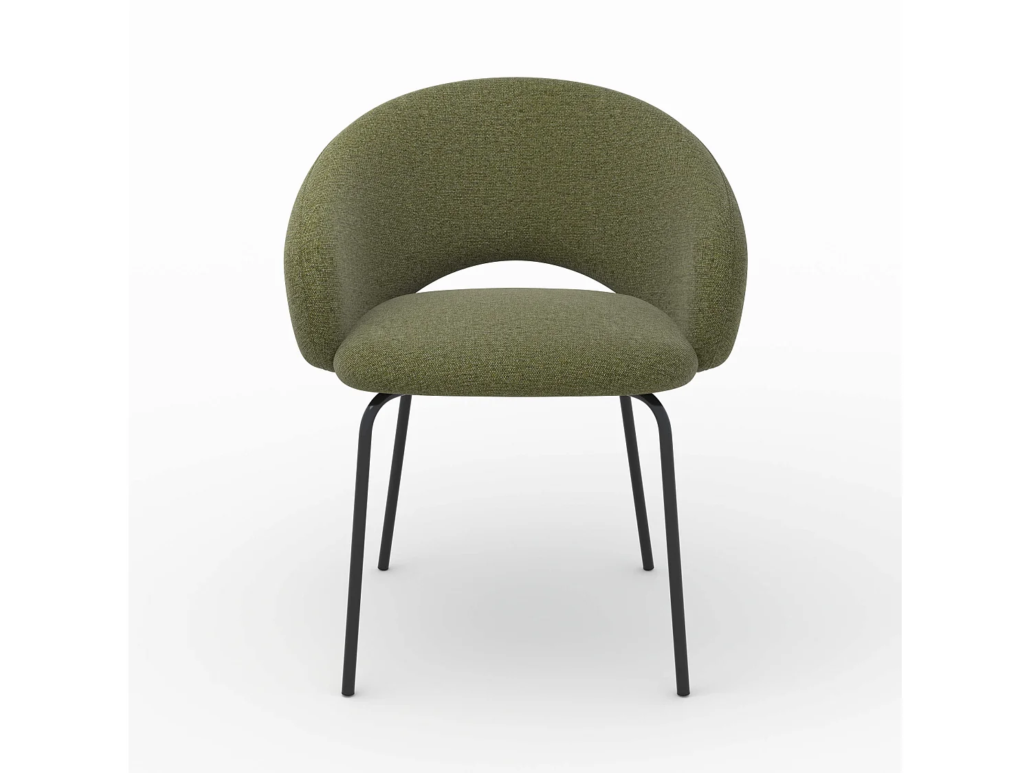 Sedia in tessuto verde mélange e gambe nere - Milly