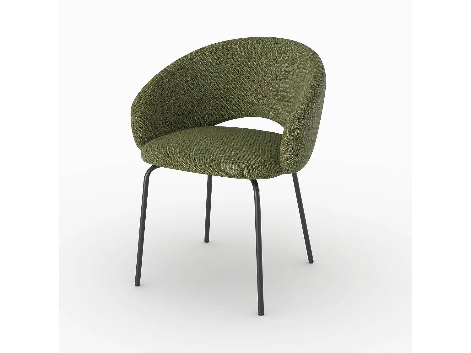 Sedia in tessuto verde melange con gambe nere - Milly