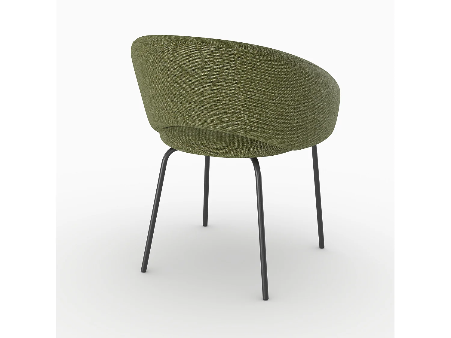 Sedia in tessuto verde melange con gambe nere - Milly