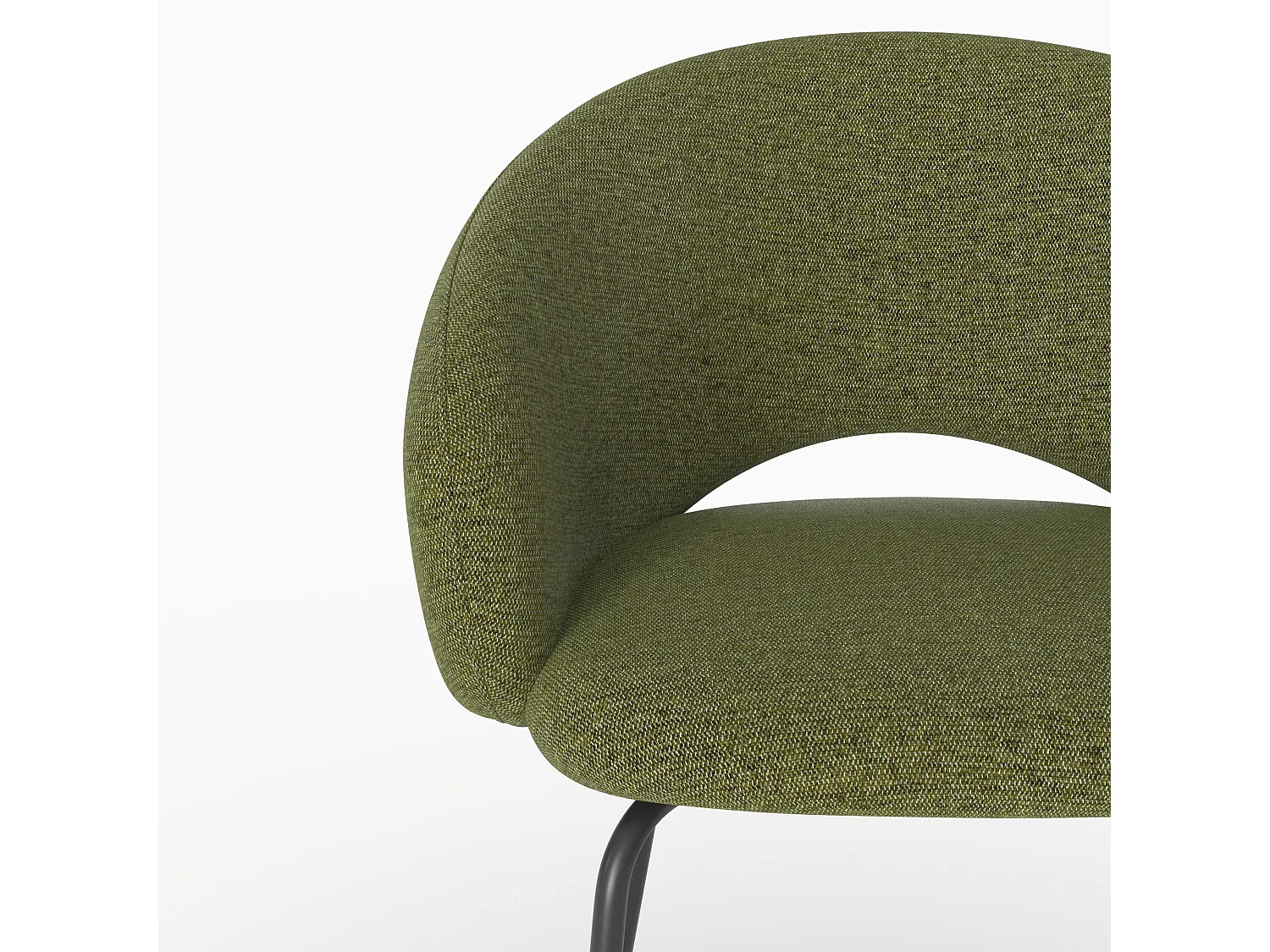 Sedia in tessuto verde melange con gambe nere - Milly