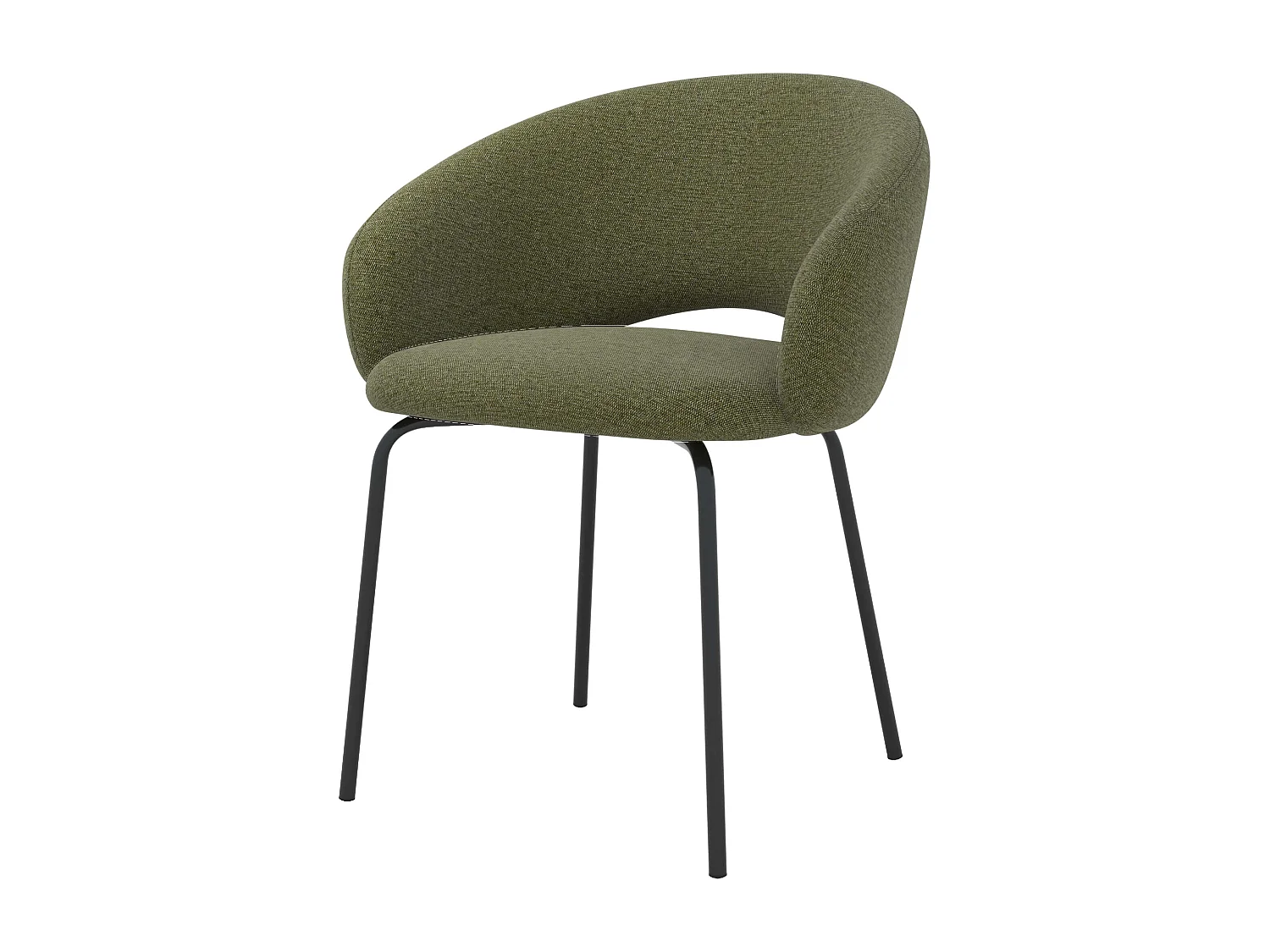 Sedia in tessuto verde melange con gambe nere - Milly