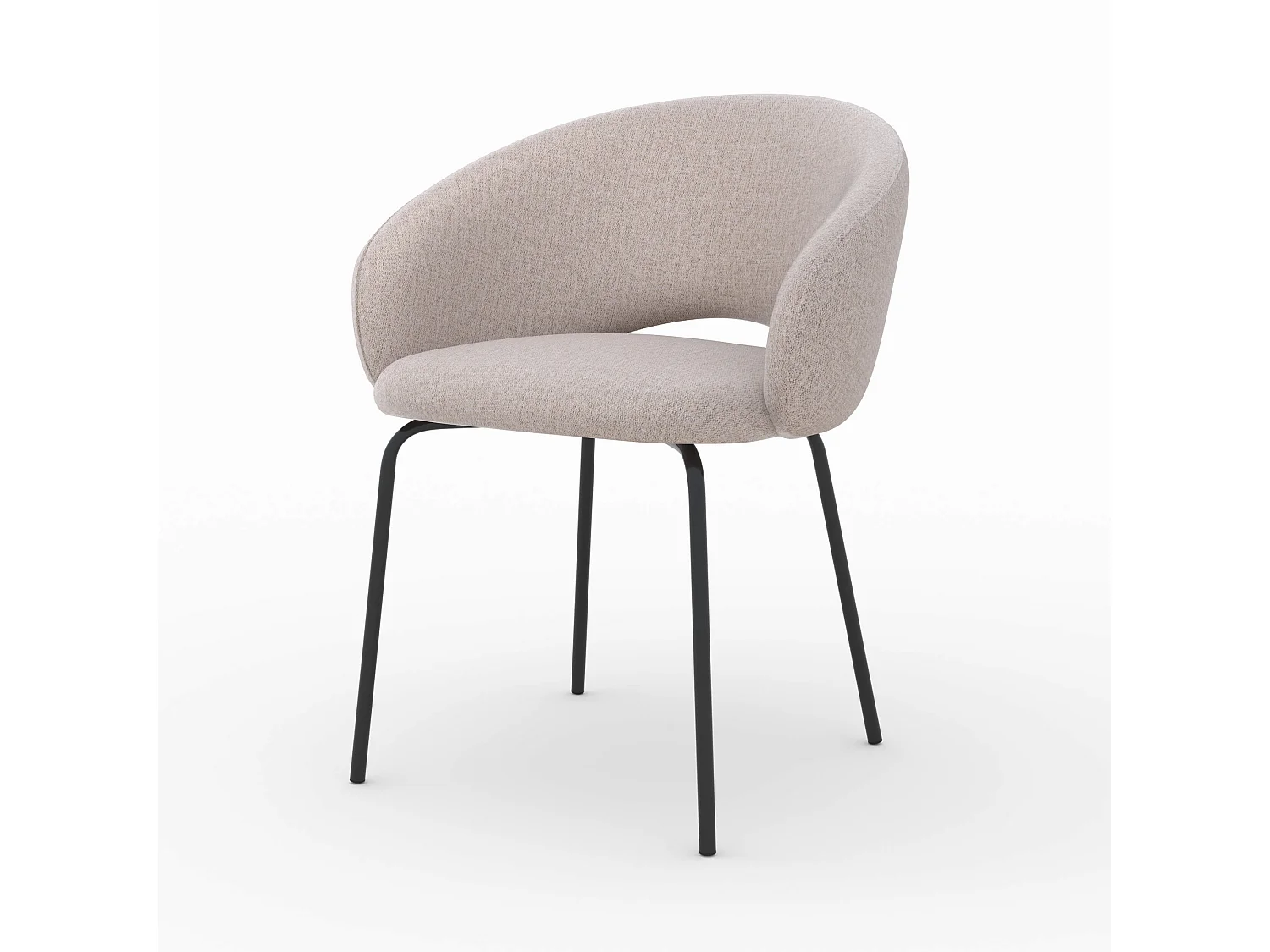 Sedia in tessuto beige mélange e gambe nere - Milly