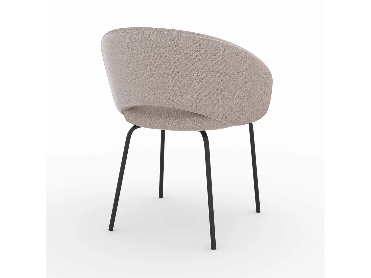 Chaise en tissu beige chiné et pieds noirs - Milly