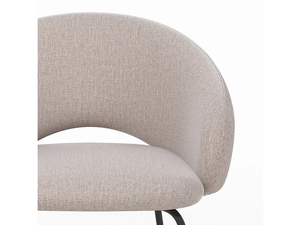 Chaise en tissu beige chiné et pieds noirs - Milly