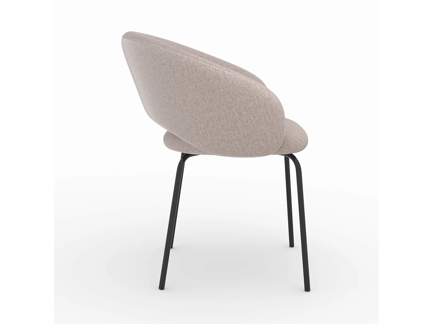 Chaise en tissu beige chiné et pieds noirs - Milly