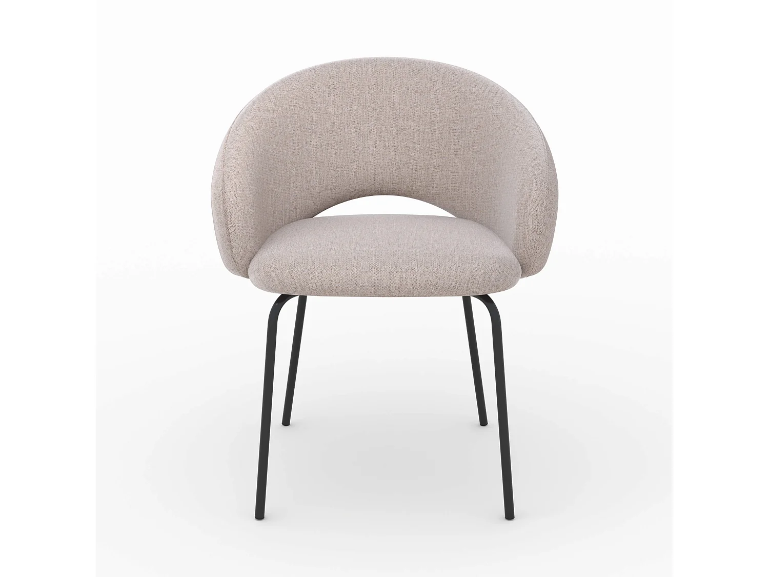 Chaise en tissu beige chiné et pieds noirs - Milly