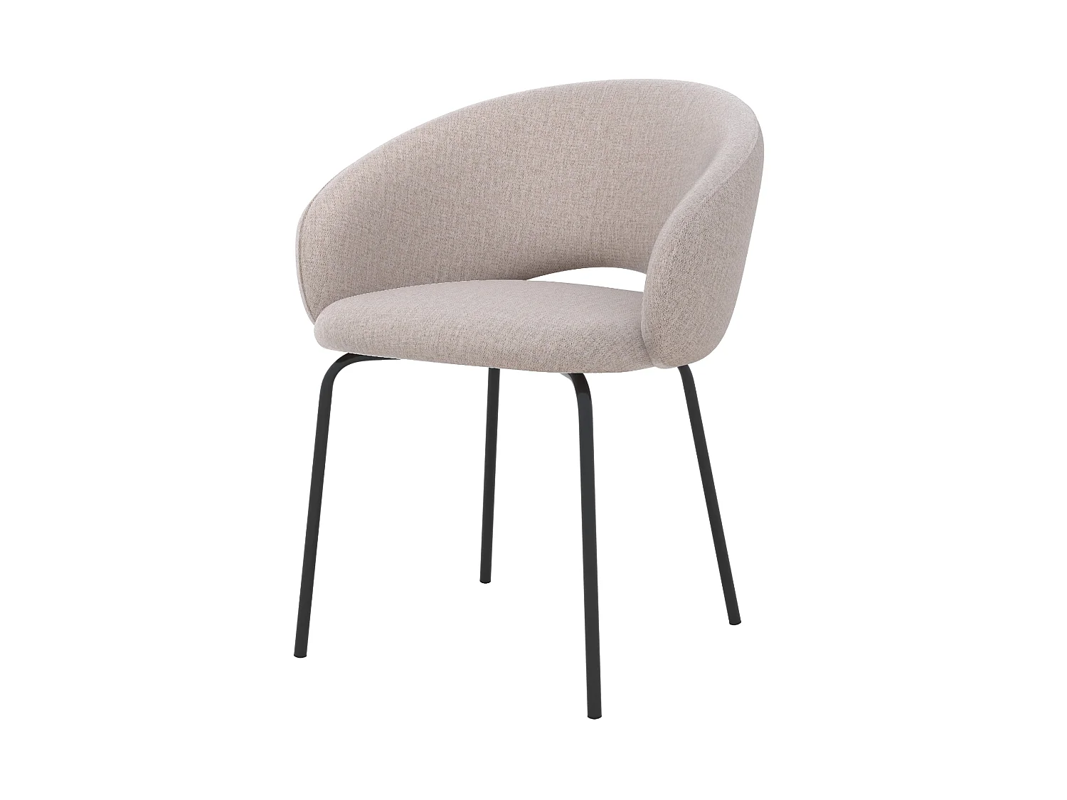Chaise en tissu beige chiné et pieds noirs - Milly