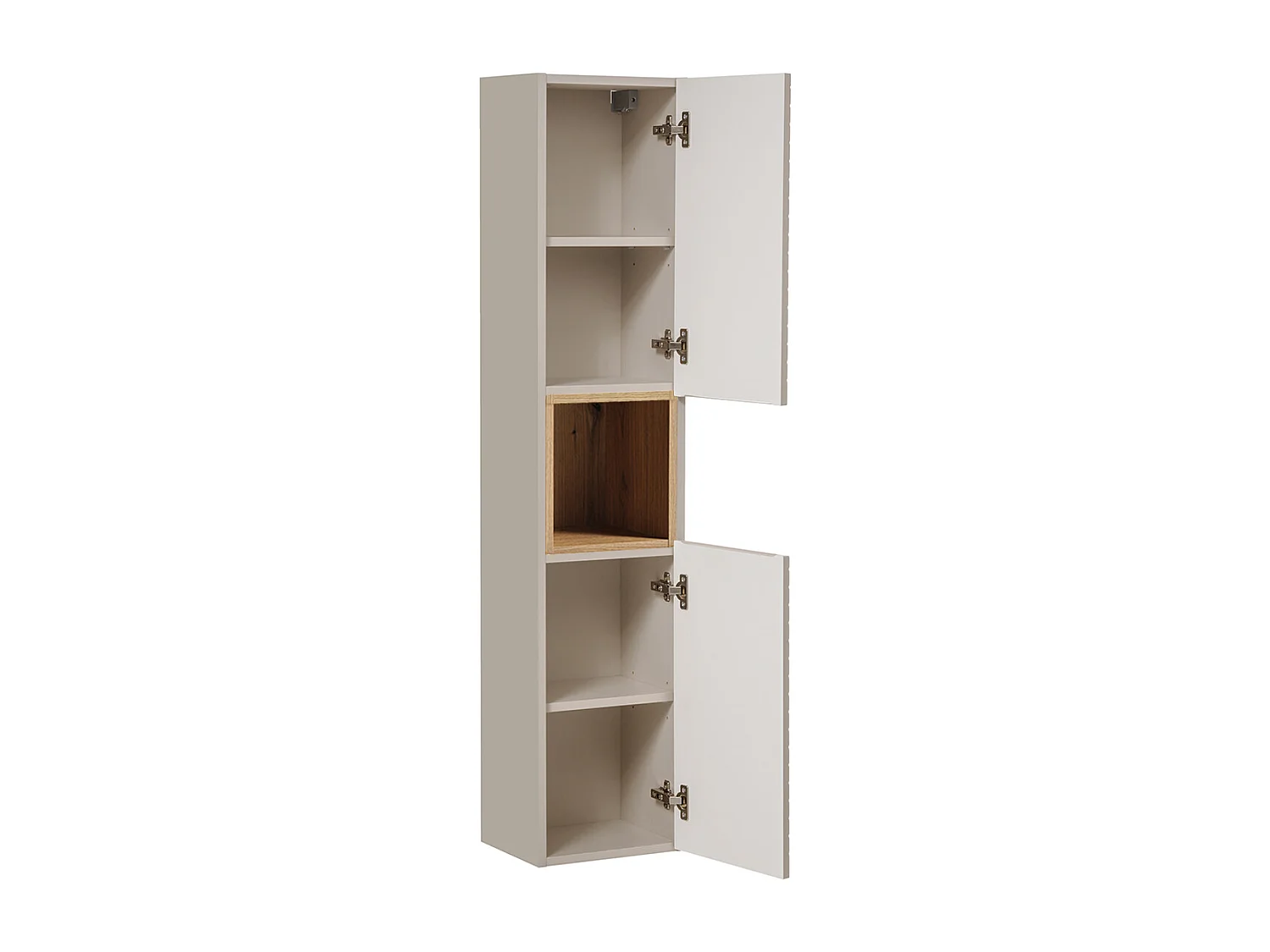 Manoa Cashmere en hout 160cm dubbele wastafel met waskorf en voetstuk