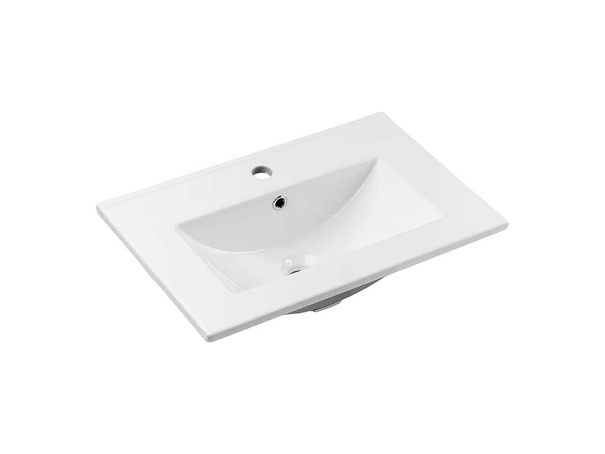 Conjunto móvel lavatório individual embutido 60cm 2 gavetas e coluna Manoa Caxemira e Madeira