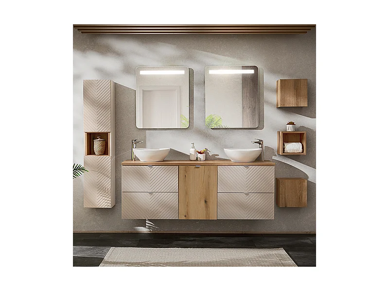 Set di mobili da bagno doppio lavabo Manoa cachemire 160cm