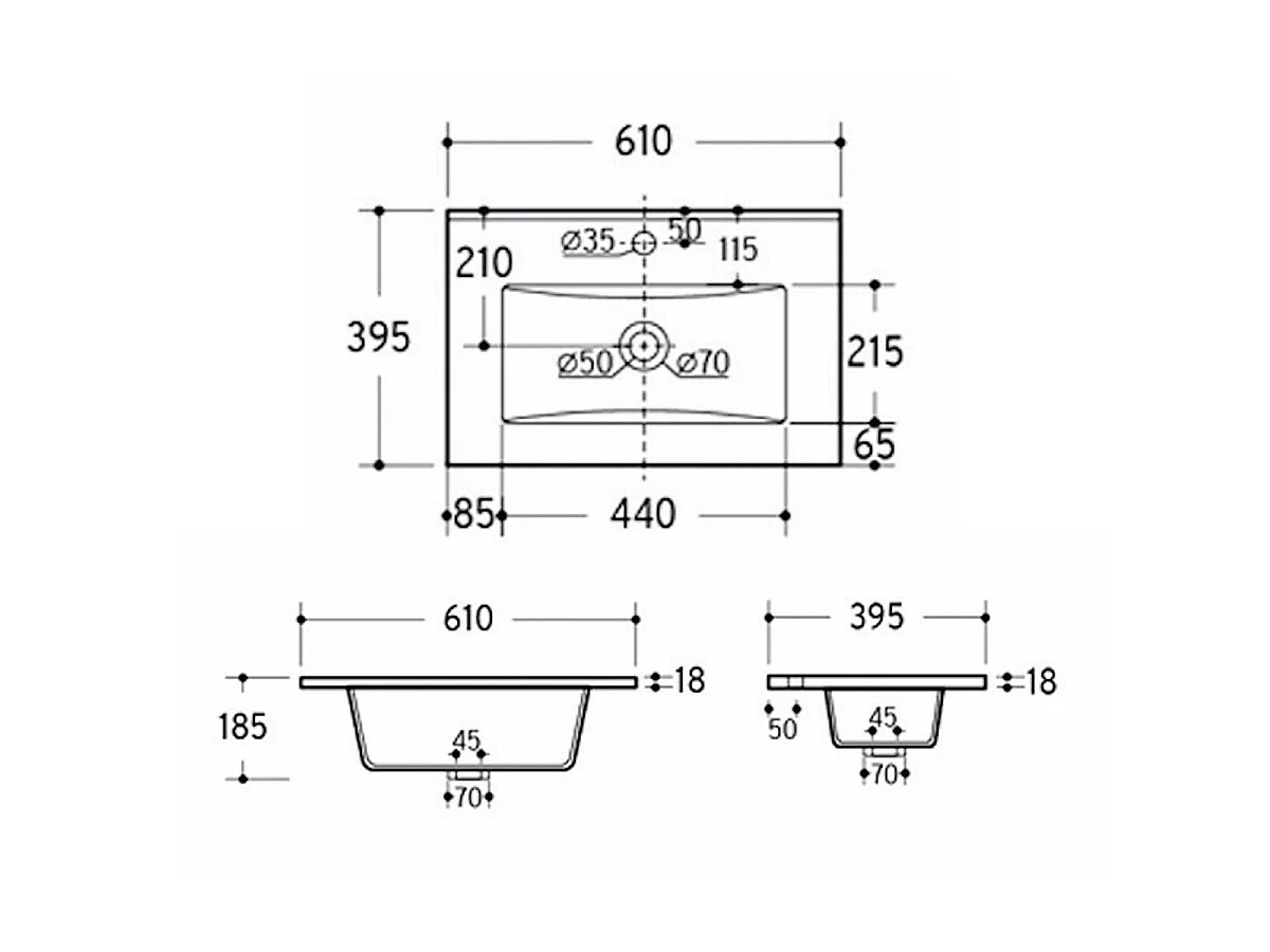 Mueble lavabo individual encastrado 60cm Manoa Cachemira