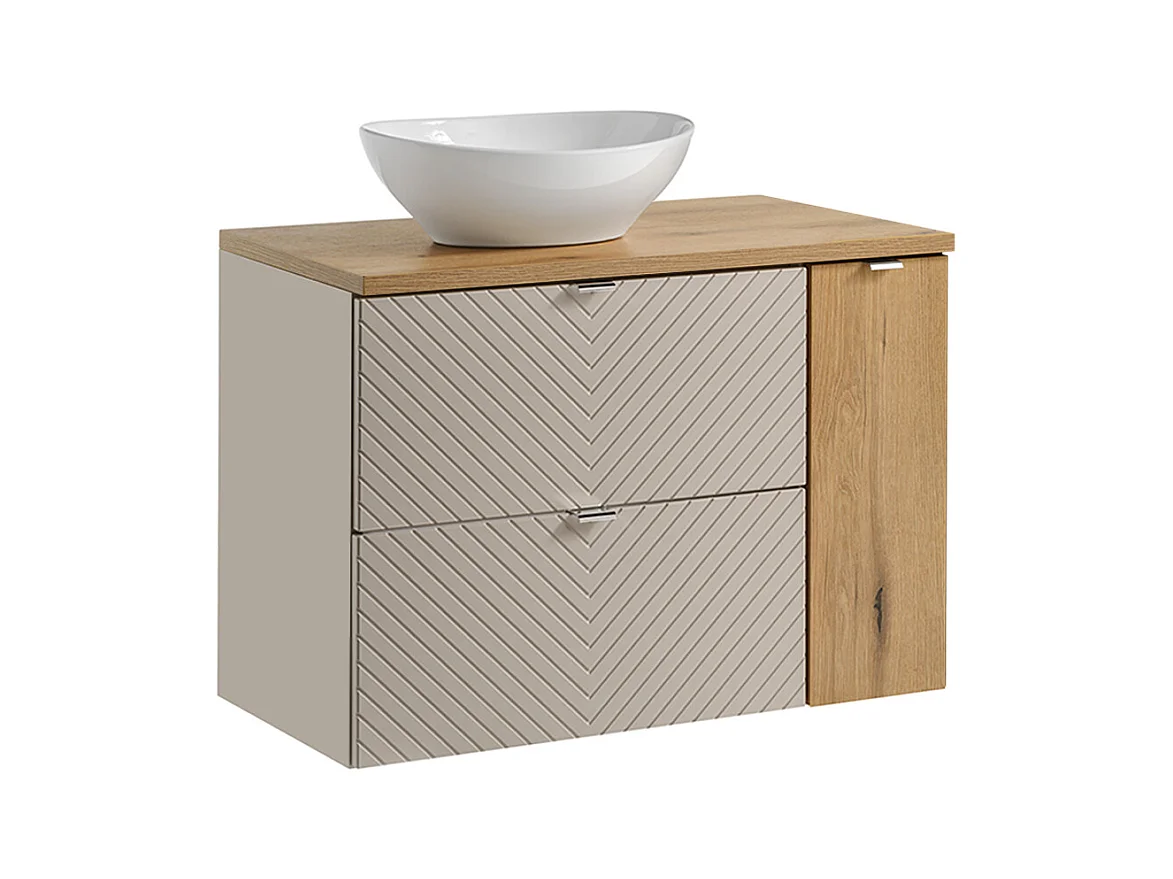 Enkele wastafel 80cm 2 lades 1 deur Manoa kasjmier en hout