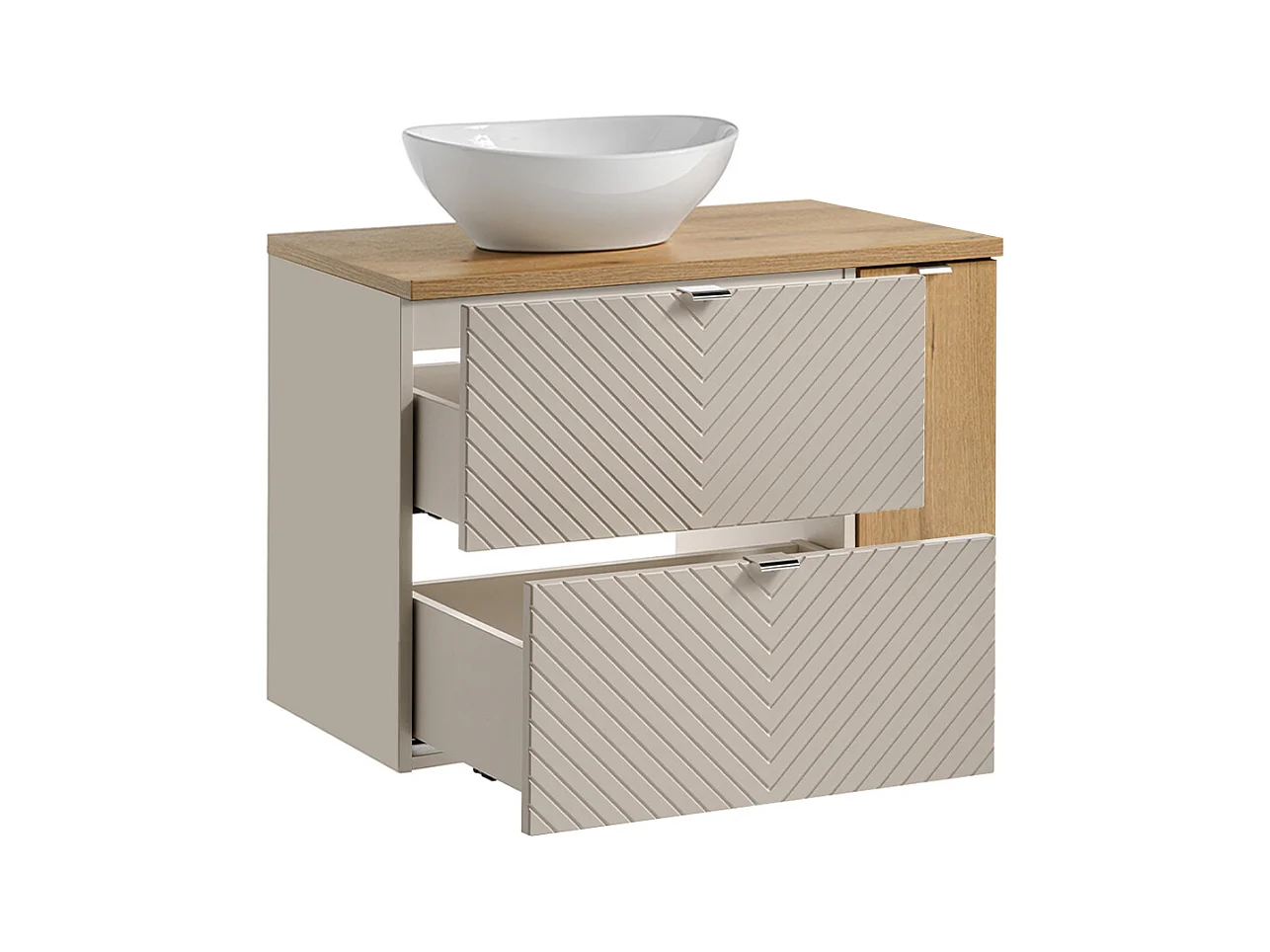 Meuble simple vasque 80cm 2 tiroirs 1 porte Manoa Cachemire et bois