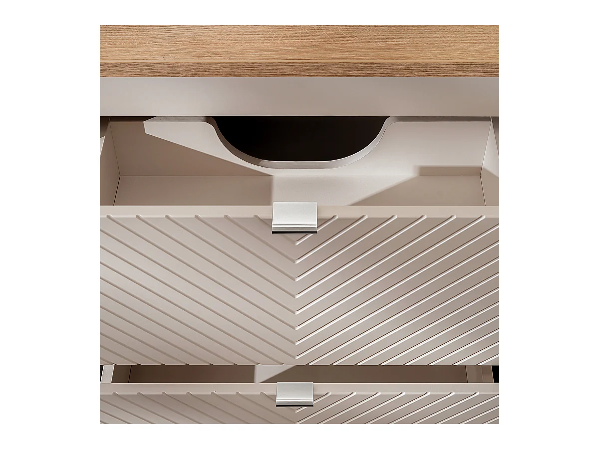 Meuble simple vasque 80cm 2 tiroirs 1 porte Manoa Cachemire et bois
