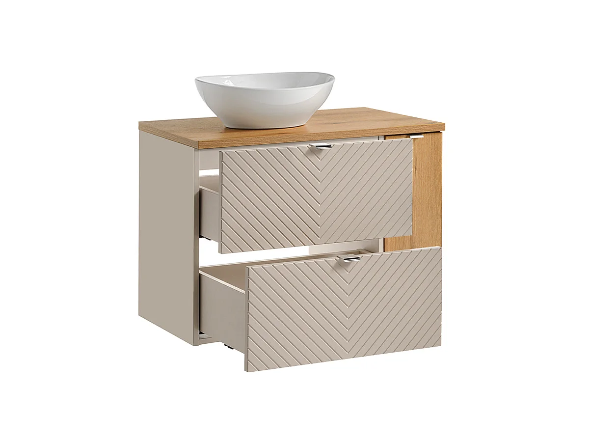 Mueble lavabo individual 80cm 2 cajones 1 puerta Manoa Cachemira y madera