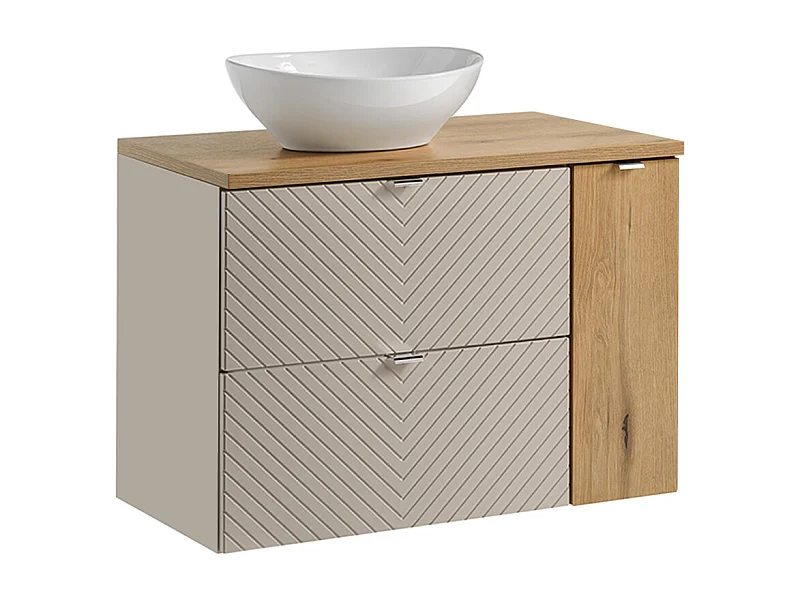 Meuble simple vasque 80cm 2 tiroirs 1 porte Manoa Cachemire et bois