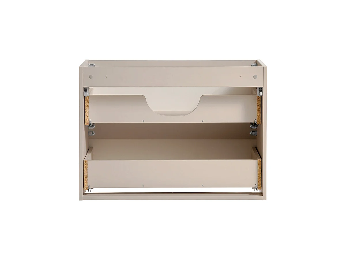 Meuble simple vasque 120cm 2 tiroirs panier à linge Manoa Cachemire et Bois