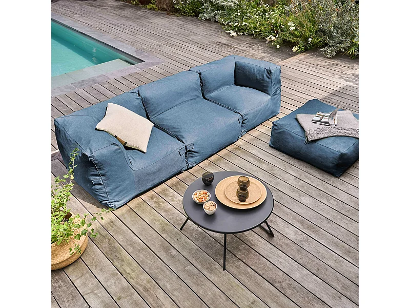 Canapé d'angle modulable 4 places bleu pacific - Mixi